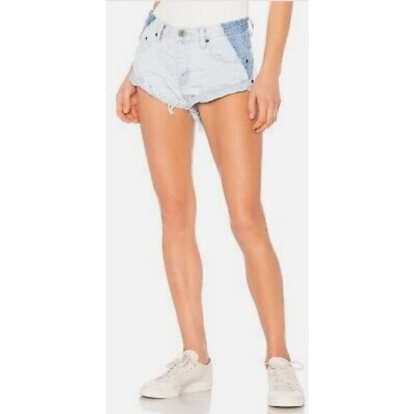 New One Teaspoon Bandits Denim Shorts Womens 30 Brando Light Blue Cut-offs - Picture 1 of 9